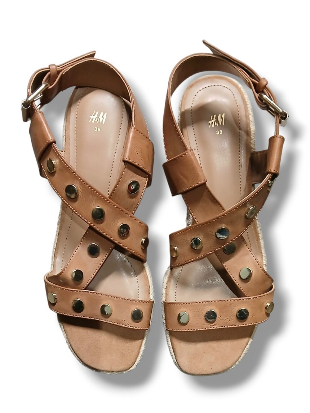 H&M Studded Wedge Espadrille Sandals